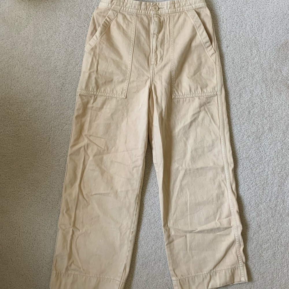 Cream cargo wide leg pants